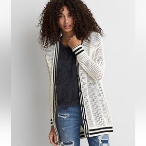 American Eagle Outfitters Black and Cream Knit Cardigan